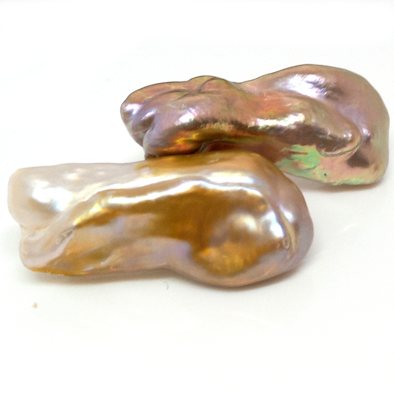 Natural White and Gold Big Stick Pearl Earrings